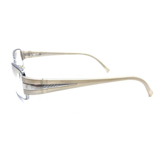 Prada VPR 66H 3BQ-1O1 Silver Beige Rectangle Eyeglasses Frames 52-16 135 Italy - Picture 7 of 12